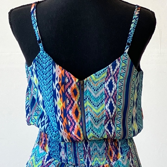 Fire Los Angeles Blue multicolor colorful Western Print maxi dress - Picture 3 of 11
